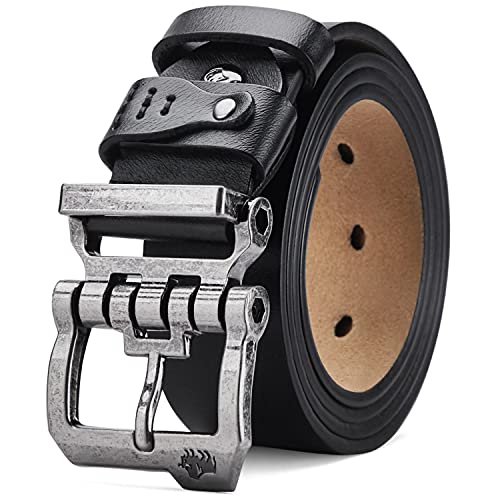 BISON DENIM Men's Belts Leather Dress Genuine Leather Classic Heavy Duty Buckle Belt Casual for Jeans… - Image 1