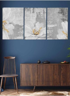 LOWHA Set Of 3 Framed Canvas Wall Arts Stretched Over Wooden Frame Flowers Abstract Paintings For Home Living Room Office Decor  - Image 2