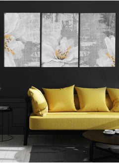 LOWHA Set Of 3 Framed Canvas Wall Arts Stretched Over Wooden Frame Flowers Abstract Paintings For Home Living Room Office Decor  - Image 3