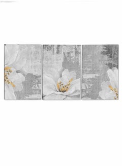 LOWHA Set Of 3 Framed Canvas Wall Arts Stretched Over Wooden Frame Flowers Abstract Paintings For Home Living Room Office Decor  - Image 4