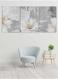 LOWHA Set Of 3 Framed Canvas Wall Arts Stretched Over Wooden Frame Flowers Abstract Paintings For Home Living Room Office Decor  - Image 1