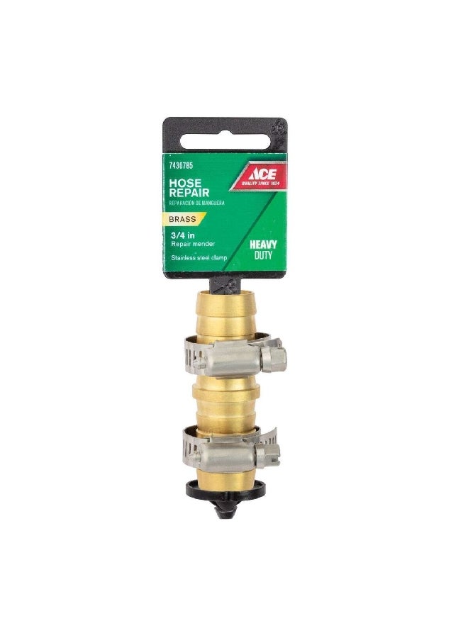 ACE Heavy Duty Corrosion Resistant Brass Male Hose Repair Gold and Silver 3/4inch 7436785 - Image 1