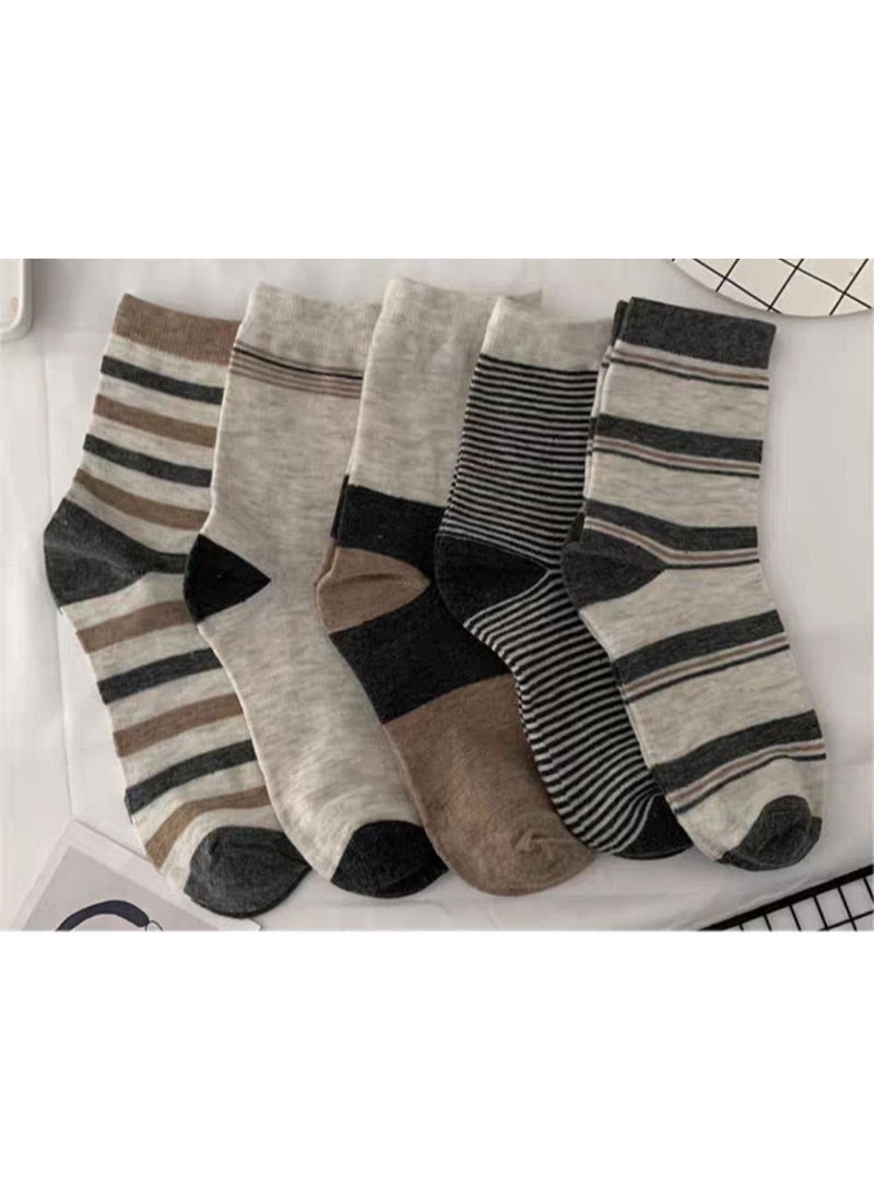 Trendora Men Crew Socks Striped Design – Cotton Casual Socks Pack (5 + 1 Free Bonus) Comfortable Daily Wear Breathable Soft Socks - Image 3