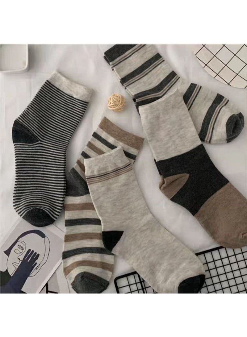 Trendora Men Crew Socks Striped Design – Cotton Casual Socks Pack (5 + 1 Free Bonus) Comfortable Daily Wear Breathable Soft Socks - Image 4