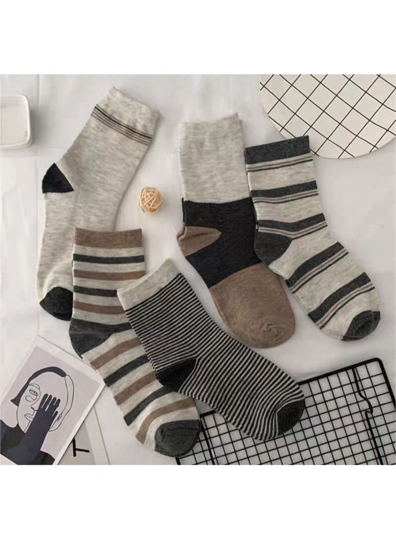 Trendora Men Crew Socks Striped Design – Cotton Casual Socks Pack (5 + 1 Free Bonus) Comfortable Daily Wear Breathable Soft Socks - Image 2