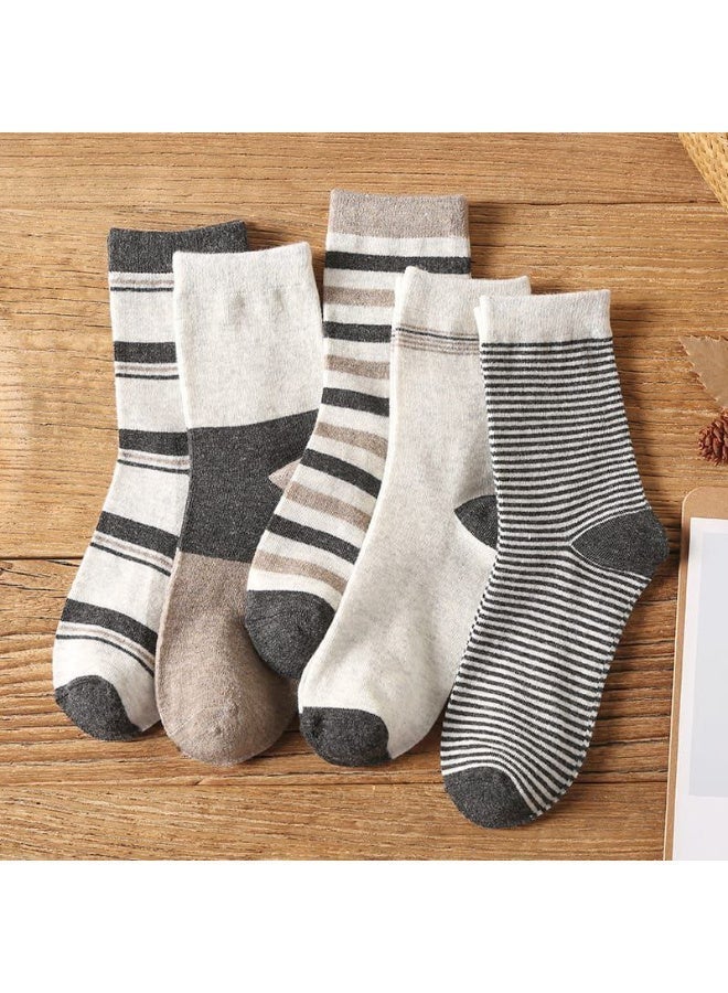 Trendora Men Crew Socks Striped Design – Cotton Casual Socks Pack (5 + 1 Free Bonus) Comfortable Daily Wear Breathable Soft Socks - Image 5