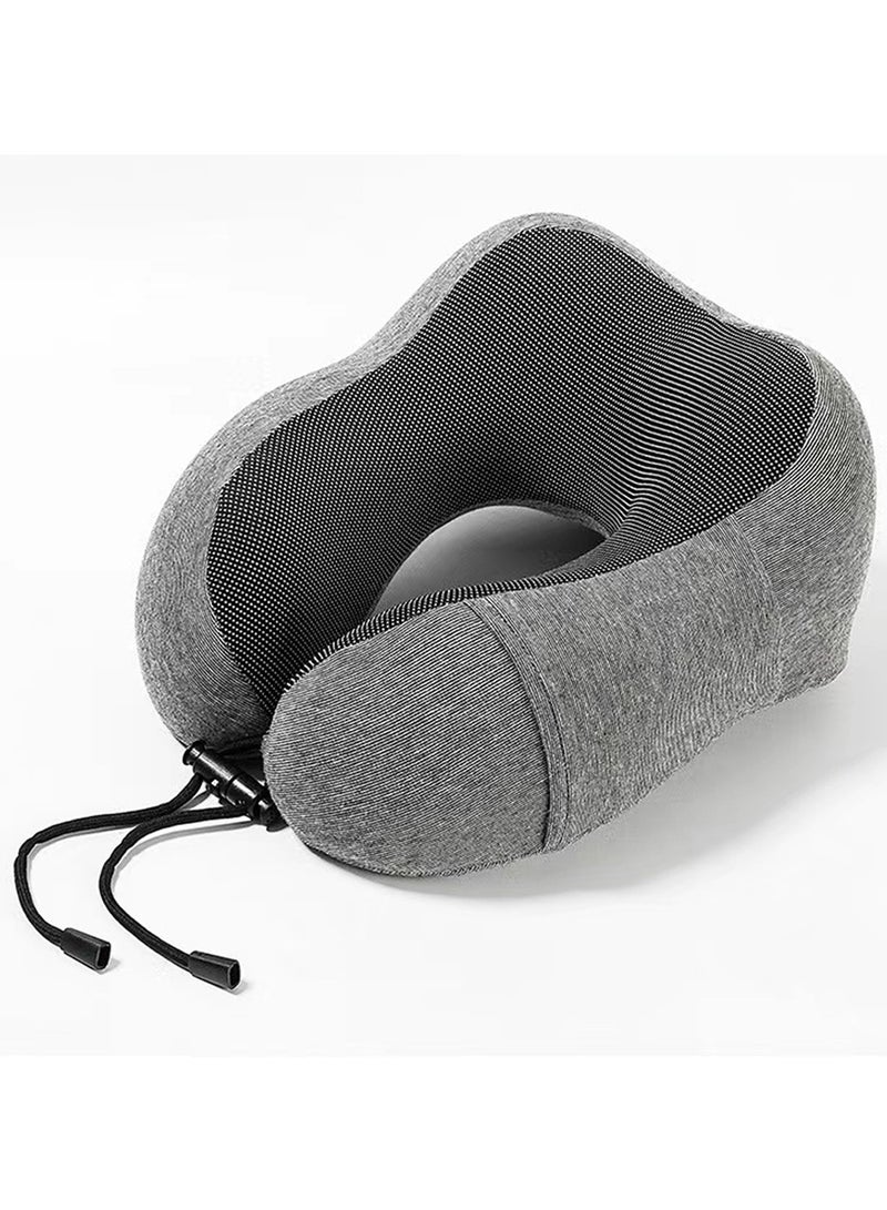 Qiccijoo Travel Pillow, Memory Foam Neck Pillow with Comfortable & Breathable Cover for Sleeping, Car, Train, Bus and Home Use(Dark Grey) - Image 1