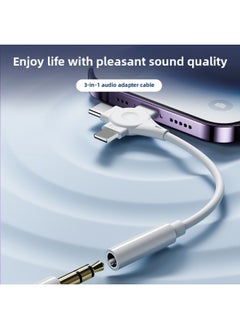 Generic Dual Lightning Adapter Elbow Headset Adapter Adapter For AppleMobile Phone Listening To Songs Charging Converter-Interface Form:White  - Image 2