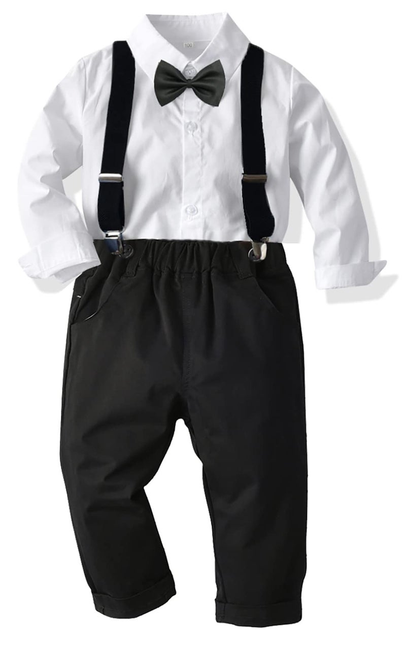 CORATED CORATED Toddler Dress Suits Baby Boys Clothes Sets Bowtie Shirts Suspenders Pants 4pcs Gentleman Outfits Suit 6 Month 6 Years White0001 1824 Months