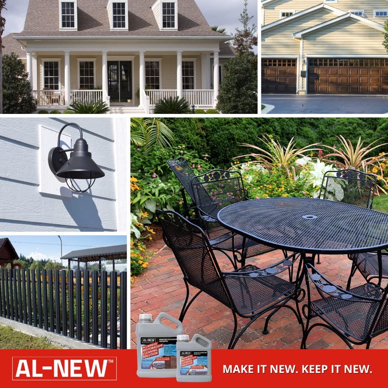 AL-NEW حل تنظيف استعادة الألمنيوم AL-NEW | نظف واستعد أثاث الفناء، الفولاذ المقاوم للصدأ، والأسطح المعدنية المنزلية الأخرى (32 أونصة) - Image 2