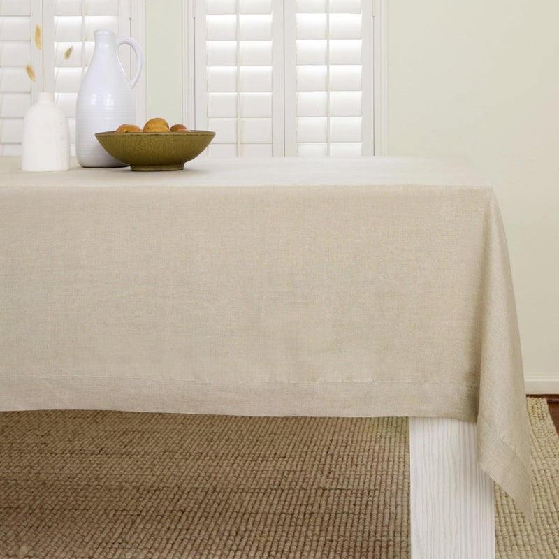 Solino Home Solino Home Natural Tablecloth 60 x 132 Inch  100 Pure Linen Rectangular Tablecloth  Machine Washable Table Cloth for Spring Summer  Fete 