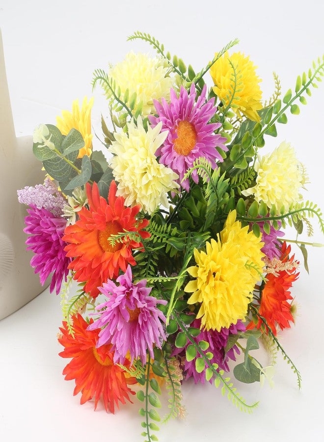 MHMJON Artificial Flowers Silk Gerbera Daisies Bouquet | Mix Bouquet, Faux Colorful Flowers Spring Silk Floral Arrangements for Home Indoor Table Vase Wedding Party Decor Cemetery (13.38 in) - Image 5