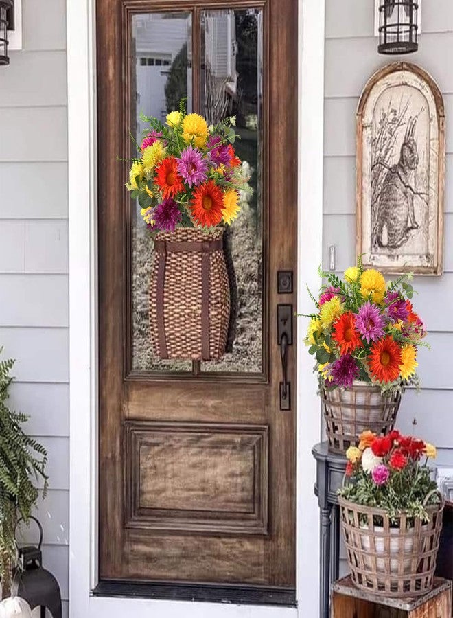 MHMJON Artificial Flowers Silk Gerbera Daisies Bouquet | Mix Bouquet, Faux Colorful Flowers Spring Silk Floral Arrangements for Home Indoor Table Vase Wedding Party Decor Cemetery (13.38 in) - Image 3