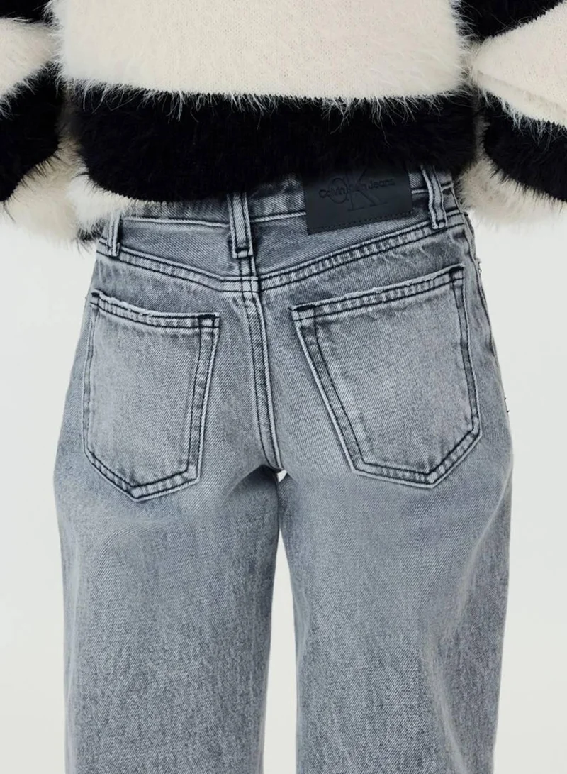 Calvin Klein Jeans Washed Modern Grey High Rise Wide Leg Jeans for Women | Best Price UAE