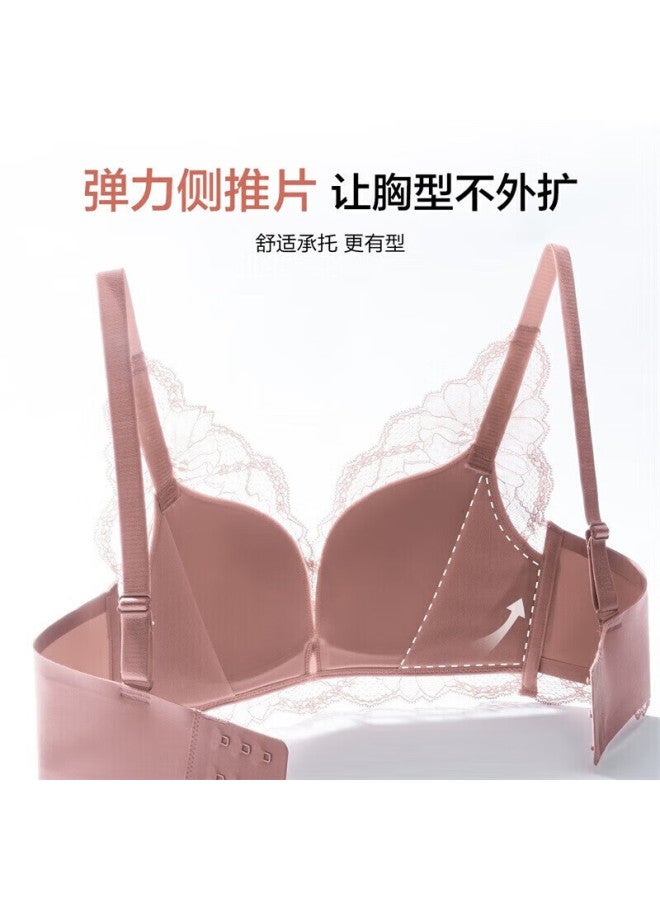 Ordifen Ordifen Women's Wireless Push-up Bra And Panties, Lace Antibacterial Lingerie Set Xb1540  - Image 1