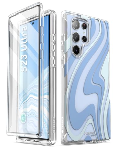 i-Blason for Samsung Galaxy S23 Ultra Case with Built-in Screen Protector, [Magnetic Charging] [Support Fingerprint ID], Full-Body Slim Phone Case for Samsung Galaxy S23 Ultra 6.8", Blue Swirl - Image 2