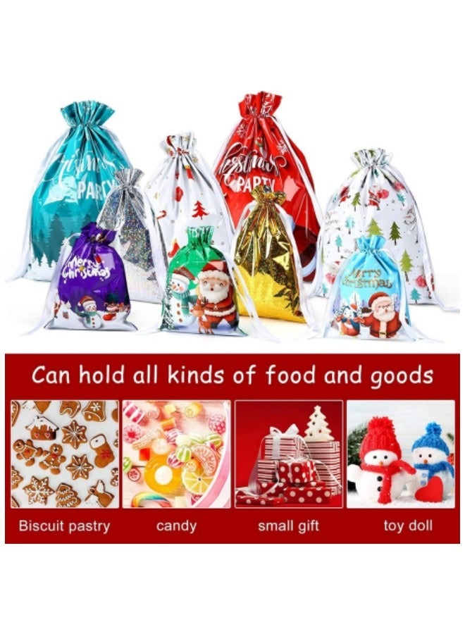 GGEROU Drawstrings Gift Bags with Mini Greeting Card, 18 Pcs 6 Design Goodie Bags & 30 pcs Mini Greeting Card - Image 3