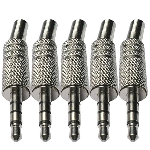 CESS 3.5mm 4-Pole TRRS Male Construction Plug Repair Headphone Jack Audio Soldering (5 Pack) - Image 1