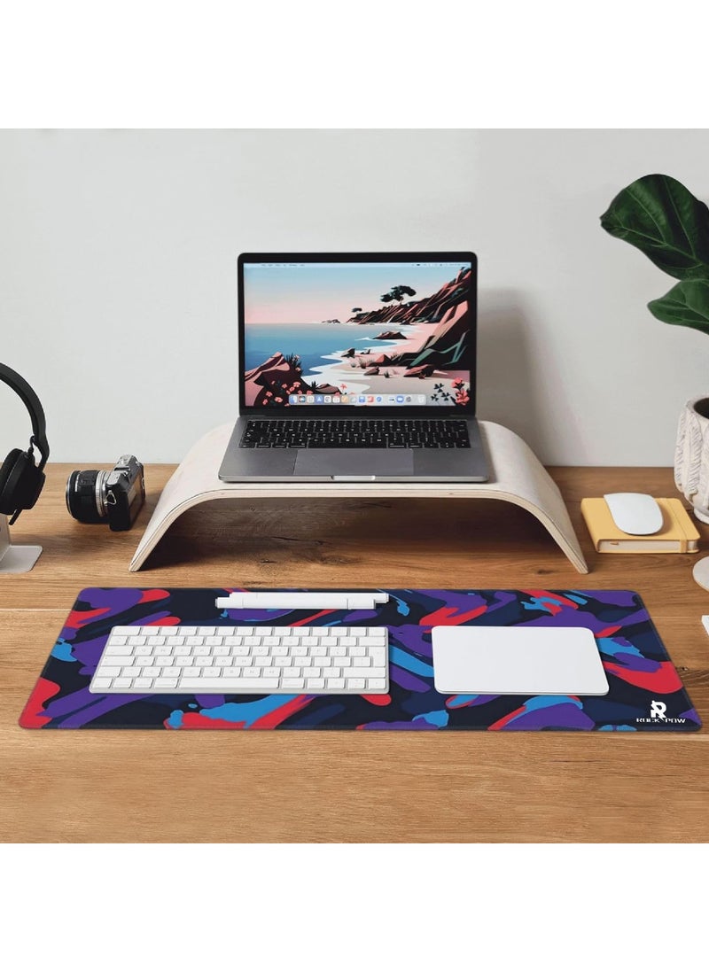 Rock Pow - Extended large gaming mouse pad 800X300X3,fully printed design non-slip rubber base with stitched edge gaming large keyboard pad - Image 1