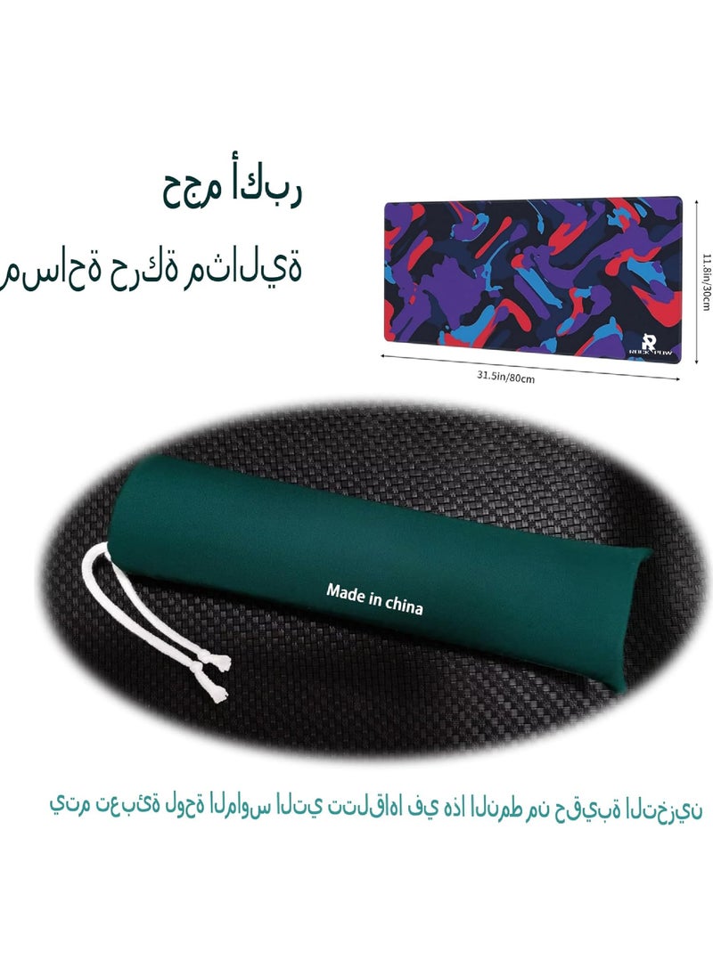 Rock Pow - Extended large gaming mouse pad 800X300X3,fully printed design non-slip rubber base with stitched edge gaming large keyboard pad - Image 1