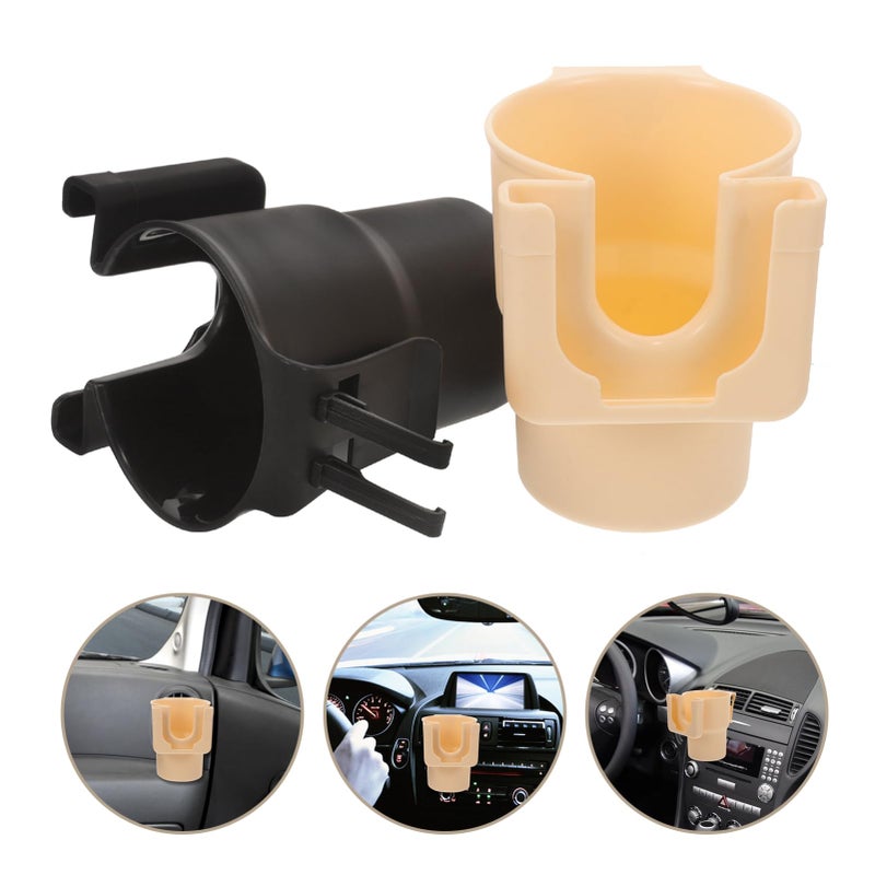 2Pcs Black Car Air Vent Cup Holder Water Bottle Storage Box Drink Organizer - Image 5