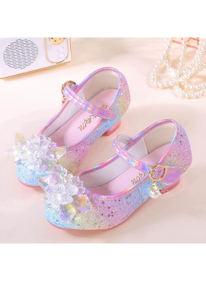 general Crystal Princess shoes, fashionable girl shoes, shiny girl formal shoes, little girl/grown-up Jada children's shoes, flower girl shoes for weddings, birthday parties and ball events, sequined closed-toe sandals, laced children's school shoes, low-heeled shoes - Image 1