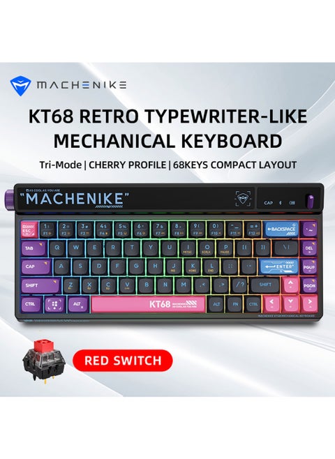 KT68 Mechanical Keyboard Tri Mode Gaming Keyboard Programmable with Volume Roller Toggle Bar Dye Subbed PBT Keycaps Hot Swap RGB Backlit Gaming Keyboard