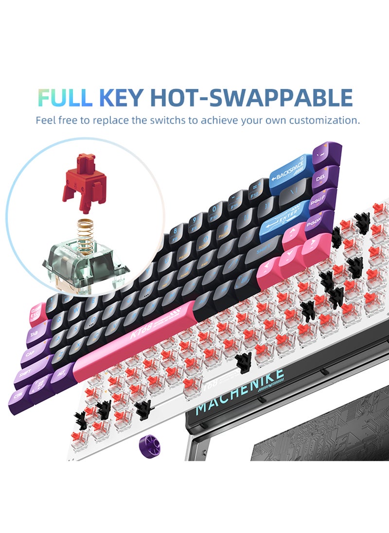 KT68 Mechanical Keyboard Tri Mode Gaming Keyboard Programmable with Volume Roller Toggle Bar Dye Subbed PBT Keycaps Hot Swap RGB Backlit Gaming Keyboard