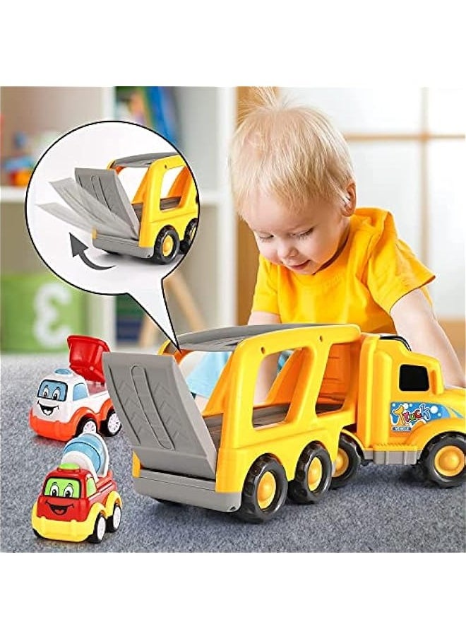 DURKU - 5-in-1 Construction Vehicles Transport Truck Carrier Toy for Toddler Boys and Girls - Image 1