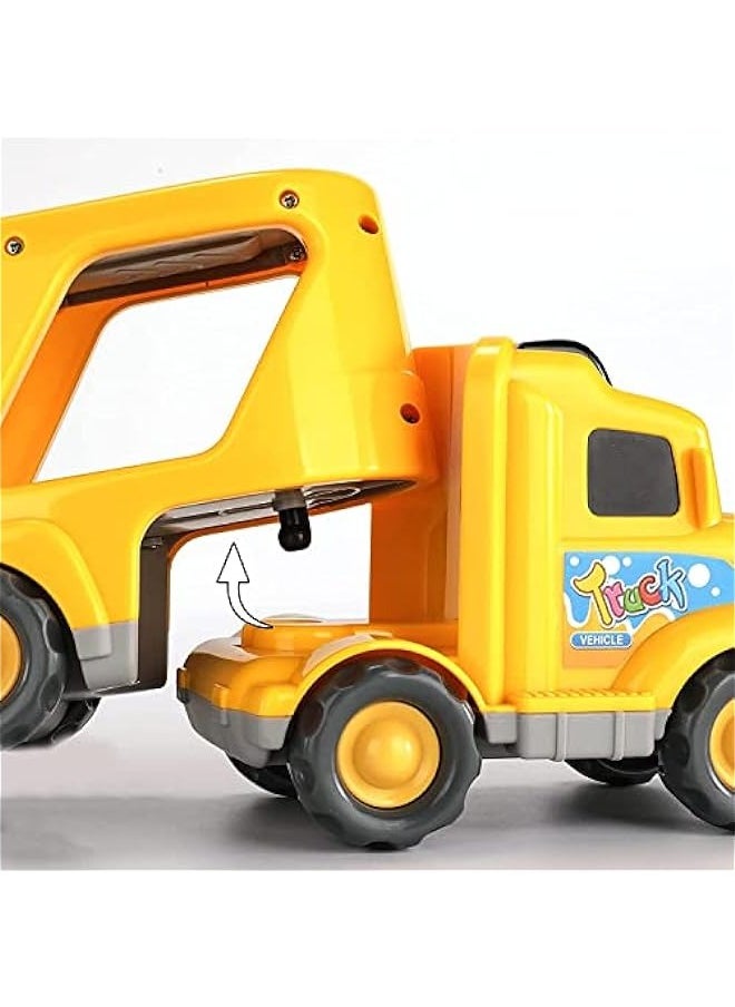 DURKU - 5-in-1 Construction Vehicles Transport Truck Carrier Toy for Toddler Boys and Girls - Image 1