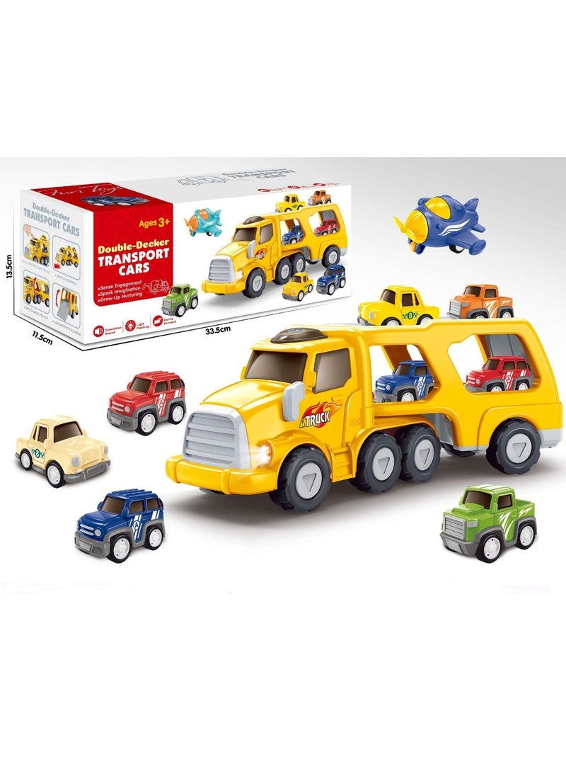 DURKU - 5-in-1 Construction Vehicles Transport Truck Carrier Toy for Toddler Boys and Girls - Image 1