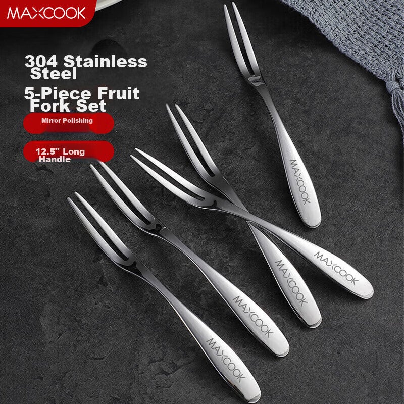 MAXCOOK 304 الفولاذ المقاوم للصدأ شوك الفاكهة ، شوك الحلوى ، شوك كعك القمر ، مجموعة 5 قطع ، MCGC795 - Image 1