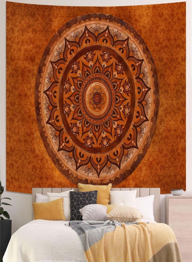Accnicc Boho Mandala Tapestry Wall Hanging Hippie Bohemian Floral Medallion Indian Tapestry Aesthetic Wall Art Small Vintage Orange Brown Tapestries for Bedroom Living Room Dorm Decor 48 x 36 Inch - Image 4