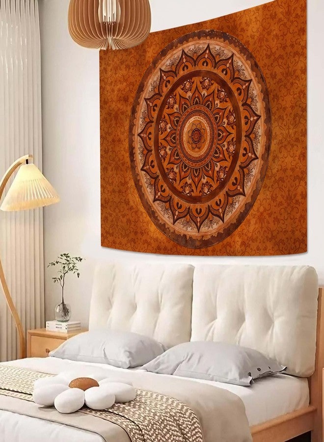Accnicc Boho Mandala Tapestry Wall Hanging Hippie Bohemian Floral Medallion Indian Tapestry Aesthetic Wall Art Small Vintage Orange Brown Tapestries for Bedroom Living Room Dorm Decor 48 x 36 Inch - Image 3