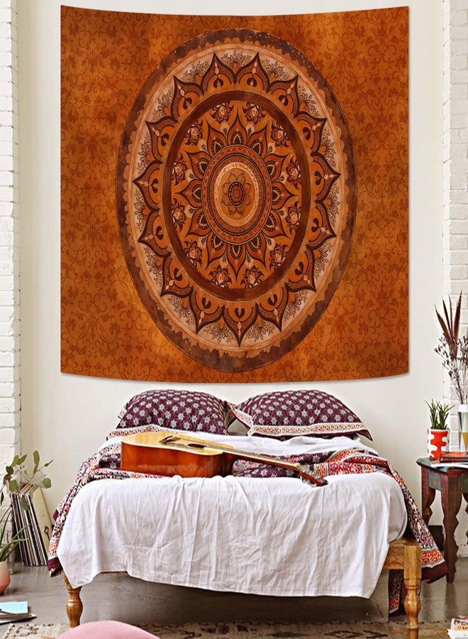 Accnicc Boho Mandala Tapestry Wall Hanging Hippie Bohemian Floral Medallion Indian Tapestry Aesthetic Wall Art Small Vintage Orange Brown Tapestries for Bedroom Living Room Dorm Decor 48 x 36 Inch - Image 2