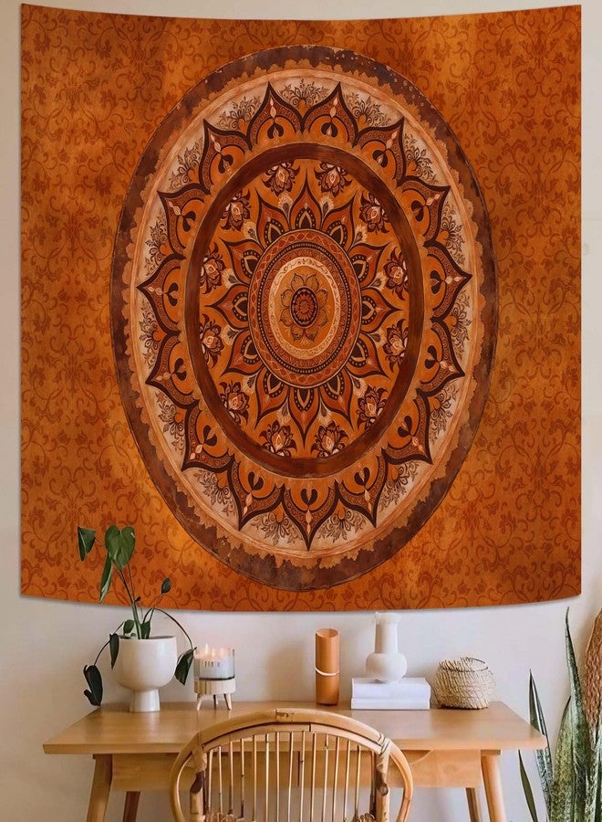 Accnicc Boho Mandala Tapestry Wall Hanging Hippie Bohemian Floral Medallion Indian Tapestry Aesthetic Wall Art Small Vintage Orange Brown Tapestries for Bedroom Living Room Dorm Decor 48 x 36 Inch - Image 5