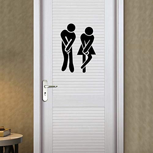 OYEFLY DIY Removable Man Woman Washroom Toilet Bathroom WC Sign, OYEFLY Door Accessories Wall Sticker Home Decor for Kids Living Room Home Decoration (Black) - Image 4