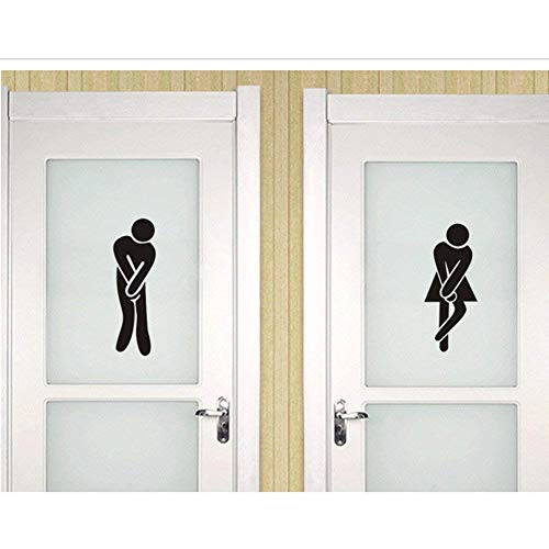OYEFLY DIY Removable Man Woman Washroom Toilet Bathroom WC Sign, OYEFLY Door Accessories Wall Sticker Home Decor for Kids Living Room Home Decoration (Black) - Image 3