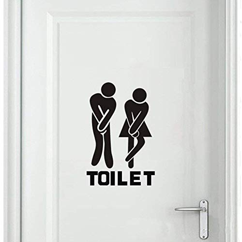 OYEFLY DIY Removable Man Woman Washroom Toilet Bathroom WC Sign, OYEFLY Door Accessories Wall Sticker Home Decor for Kids Living Room Home Decoration (Black) - Image 2