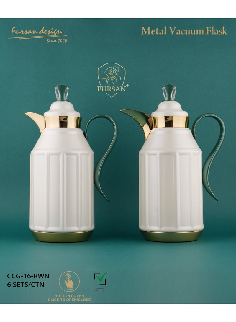 FURSAN Arabic Vacuum Flask Set, 1.0L, Metal Body, for Coffee and Tea