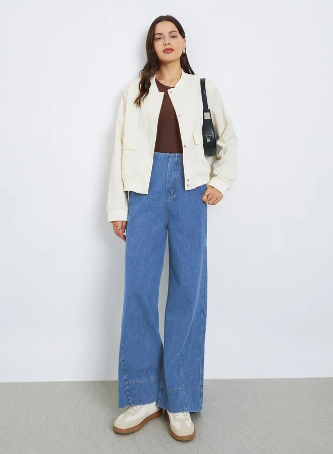 Styli Regular Fit Regular Length Plain Bomber Jacket