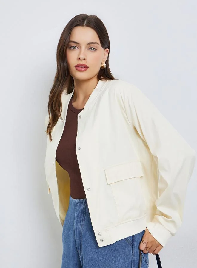 Styli Regular Fit Regular Length Plain Bomber Jacket