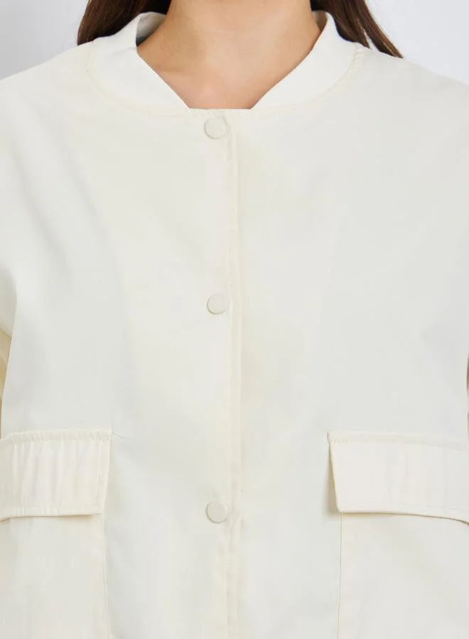 Styli Regular Fit Regular Length Plain Bomber Jacket