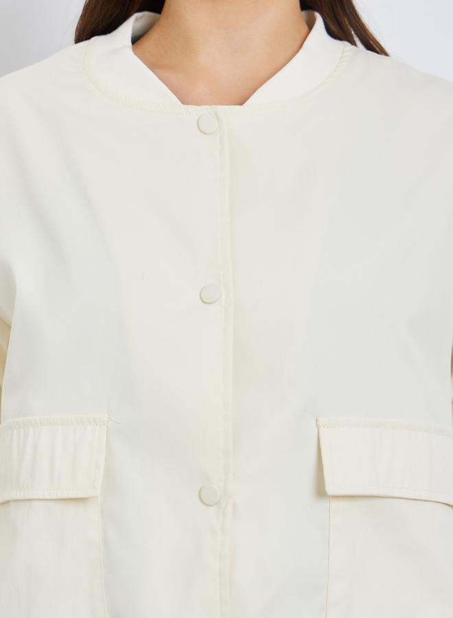 Styli Regular Fit Regular Length Plain Bomber Jacket - Image 4