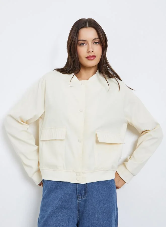 Styli Regular Fit Regular Length Plain Bomber Jacket