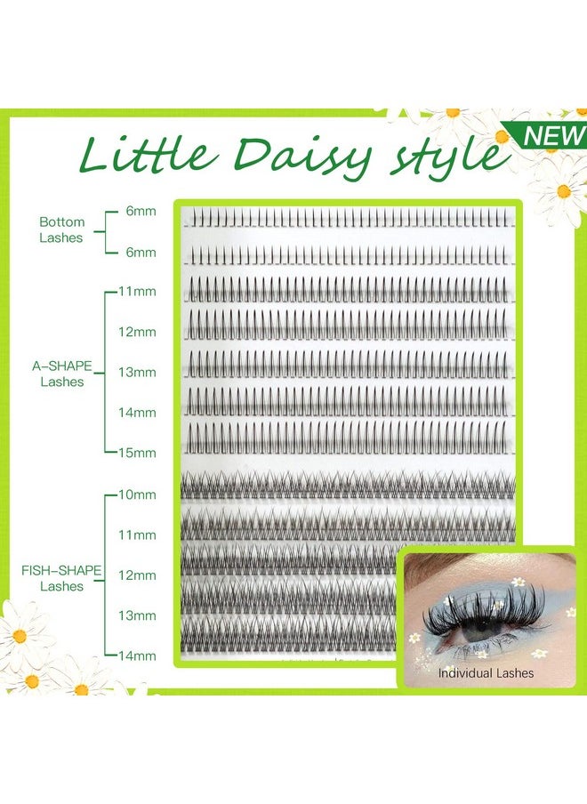 BERSHNOR - BERSHNOR 480pcs Individual Lash Mogugu False Eyelashes, Longer Fluffy Spike Lashes, Three-Type Fairy Fake Eyelashes, Manga Lashes Top And Bottom, 10-14mm Mix Lashes Clusters - Image 1