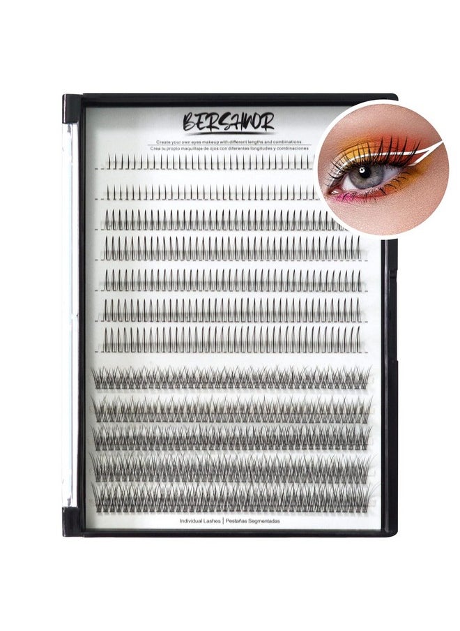 BERSHNOR - BERSHNOR 480pcs Individual Lash Mogugu False Eyelashes, Longer Fluffy Spike Lashes, Three-Type Fairy Fake Eyelashes, Manga Lashes Top And Bottom, 10-14mm Mix Lashes Clusters - Image 1