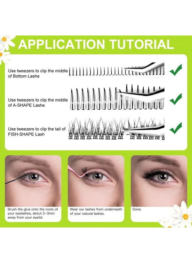 BERSHNOR - BERSHNOR 480pcs Individual Lash Mogugu False Eyelashes, Longer Fluffy Spike Lashes, Three-Type Fairy Fake Eyelashes, Manga Lashes Top And Bottom, 10-14mm Mix Lashes Clusters - Image 1