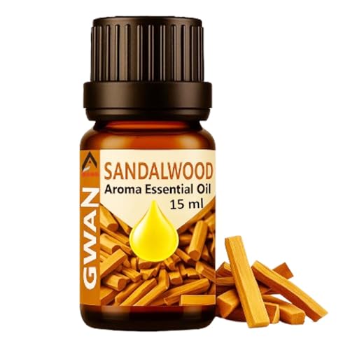 Gwan Sandal Wood Aroma Oil for Home Fragrance | Best for Aromatherapy | Helps in Meditation | Used in Diffusers, Candles, Air Fresheners, Soaps, Humidifier, Diffuser | Essential Oil 15ml, - Image 1