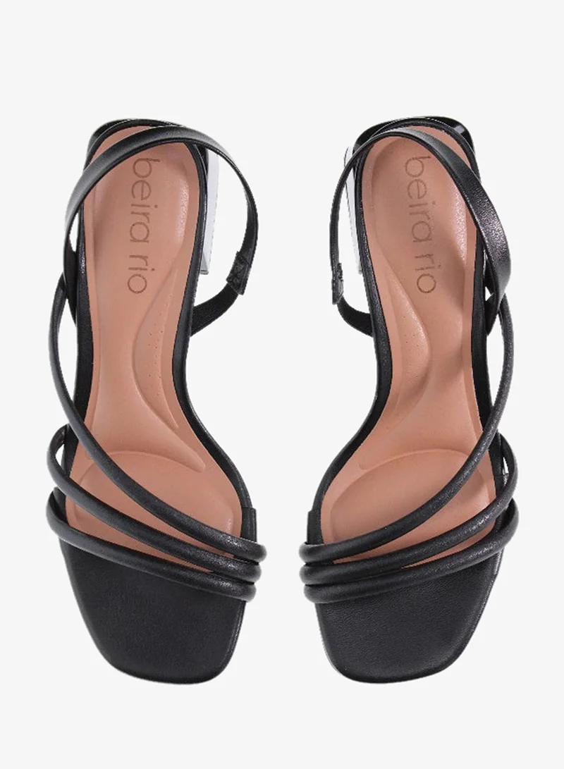 Beira Rio  Beira Rio Ladies Mid Heel Sandals Black | Made In Brazil for Women | Best Price UAE